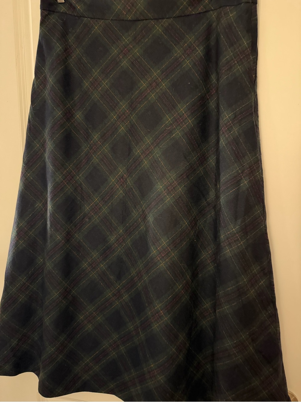 Boden Hayley Wool Blend Slip Skirt -Navy And Green Check - Picture 2 of 10